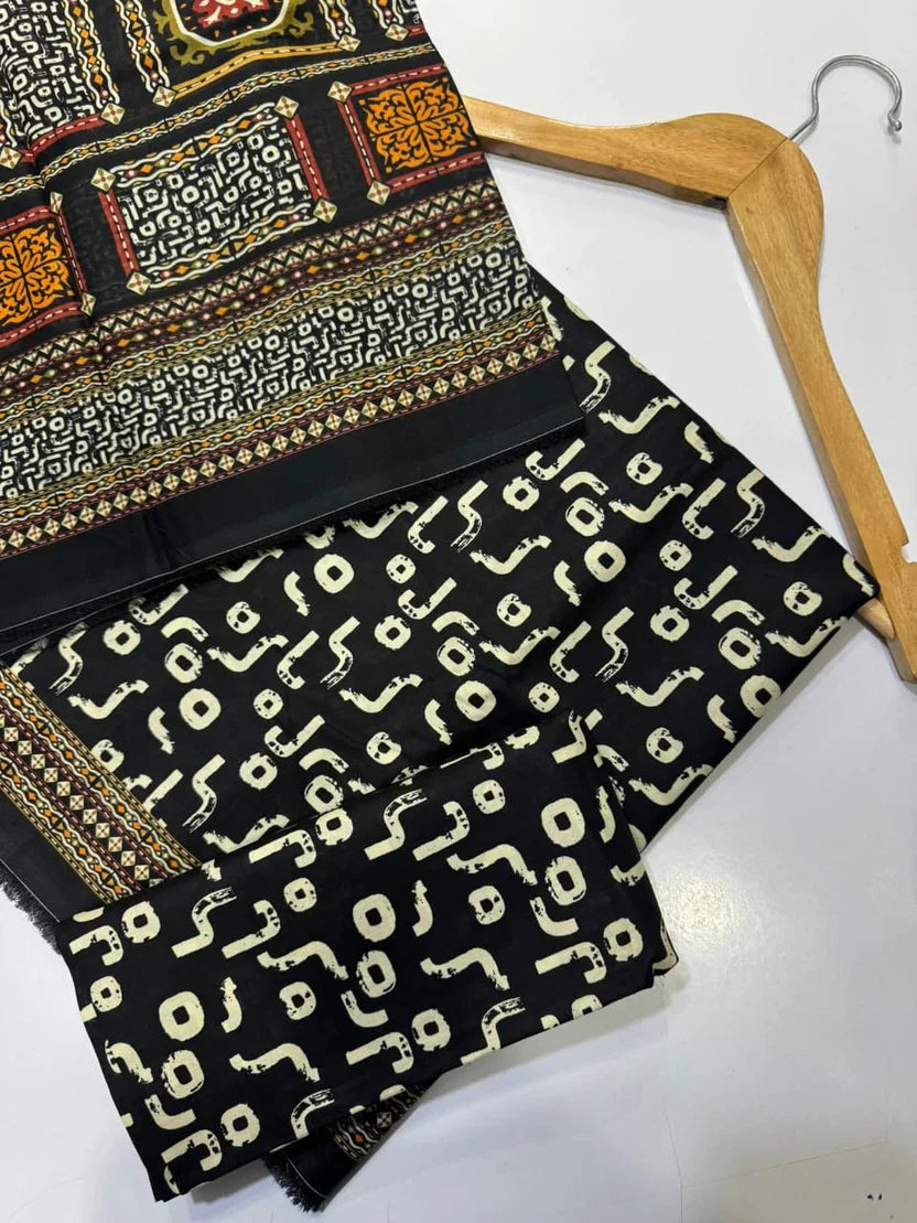 Bin Saeed Printed Lawn Unstitched 3 Piece Suit - K01