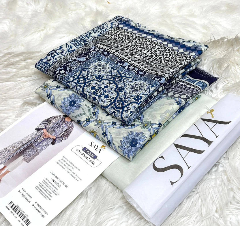 Saya Printed Lawn Unstitched 3 Piece Suit - K33