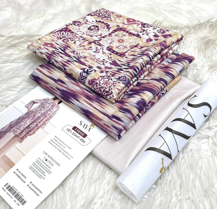 Saya Printed Lawn Unstitched 3 Piece Suit - K35