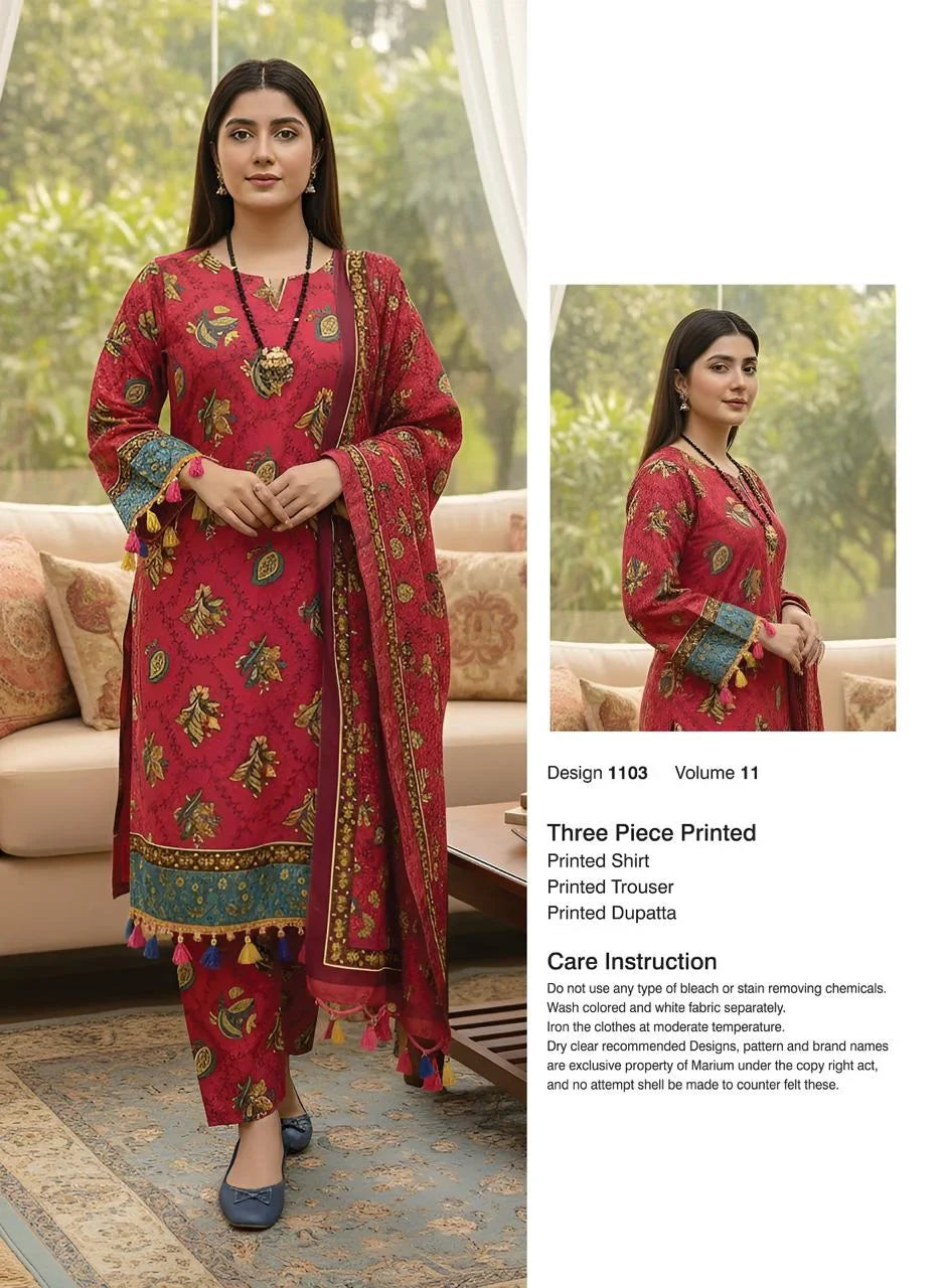 Printed Lawn Unstitched 3 Piece Suit