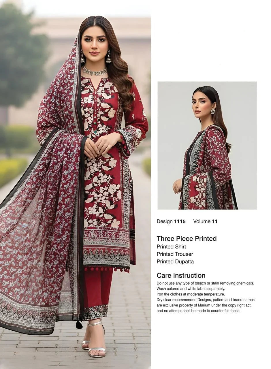 Printed Lawn Unstitched 3 Piece Suit