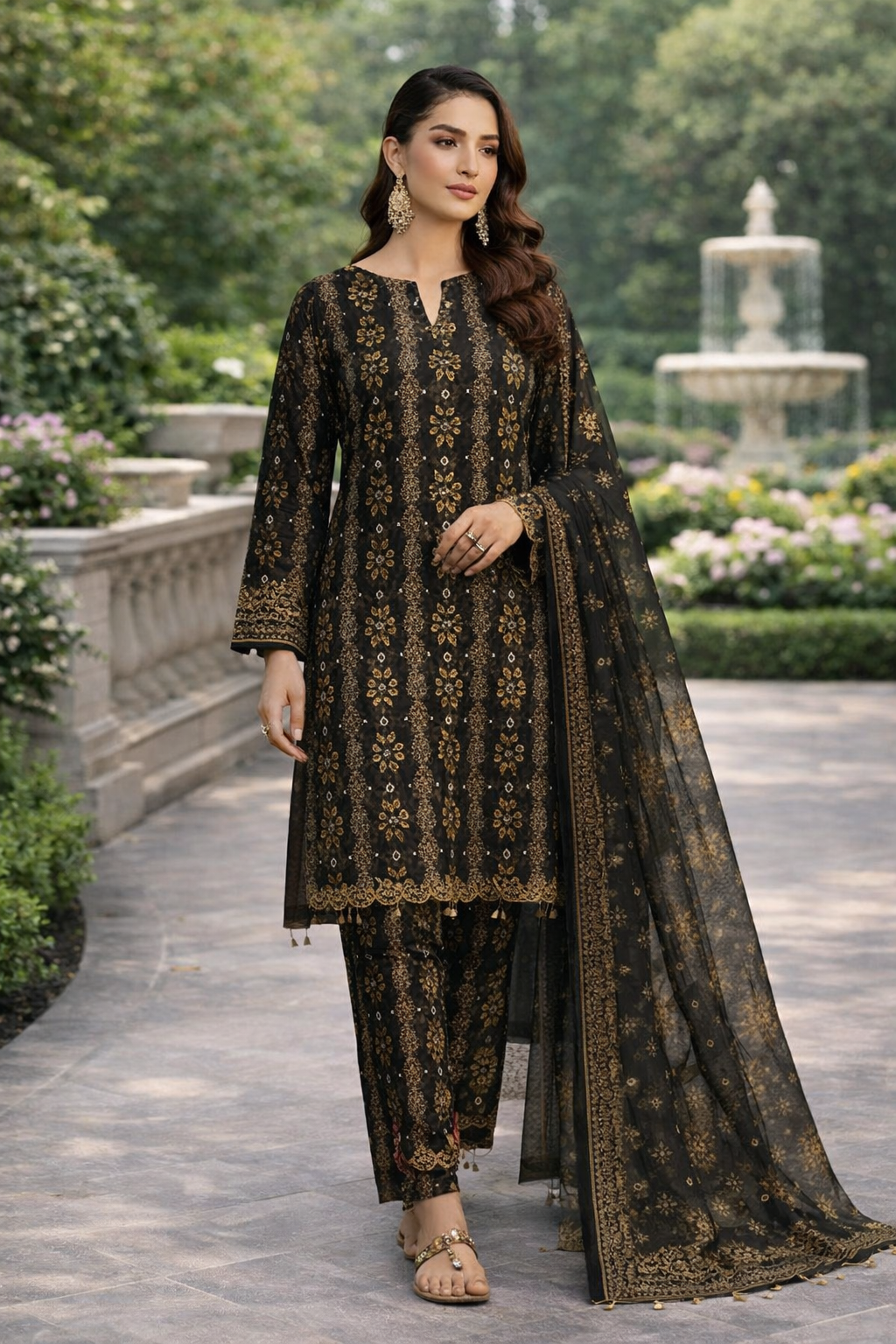 Swiss Lawn Unstitched 3 Piece Suit - A1302