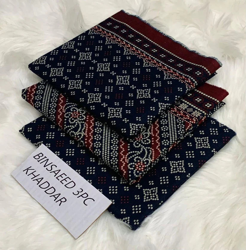BS KHADDAR UNSTITCHED 3PC SUIT - U26