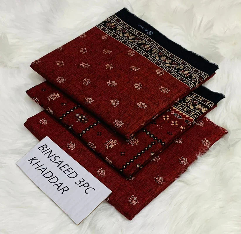 BS KHADDAR UNSTITCHED 3PC SUIT - U07