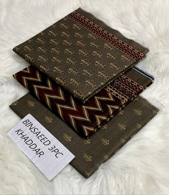 BS KHADDAR UNSTITCHED 3PC SUIT - U09