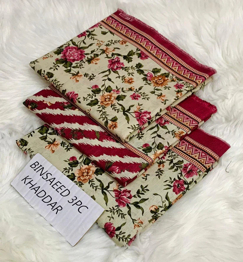 BS KHADDAR UNSTITCHED 3PC SUIT - U06