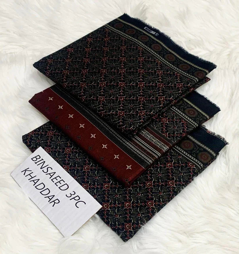 BS KHADDAR UNSTITCHED 3PC SUIT - U16